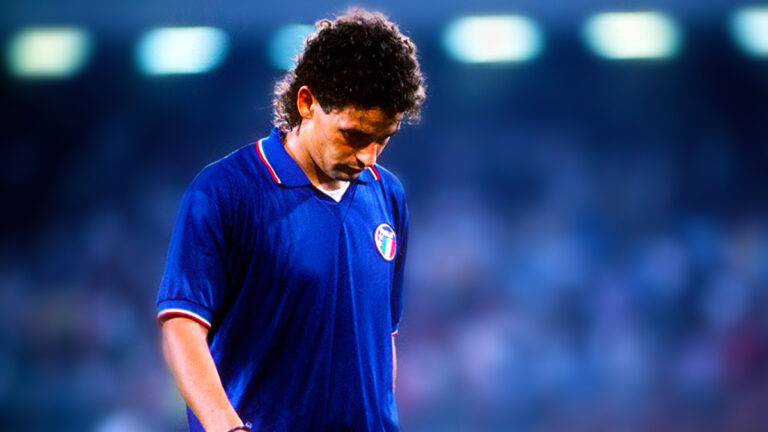 Italys-Roberto-Baggio-walks-off-the-pitch-dejected-as-Italy-are-eliminated-from-the-tournament-Photo-by-Bob-ThomasGetty-Images